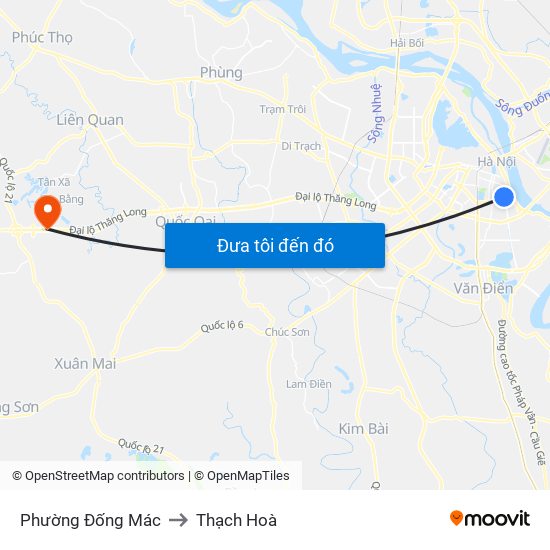 Phường Đống Mác to Thạch Hoà map