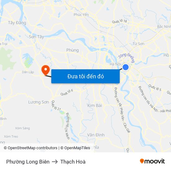 Phường Long Biên to Thạch Hoà map