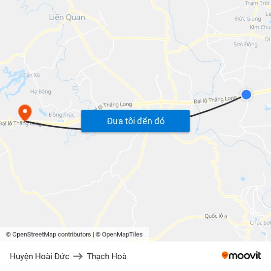 Huyện Hoài Đức to Thạch Hoà map