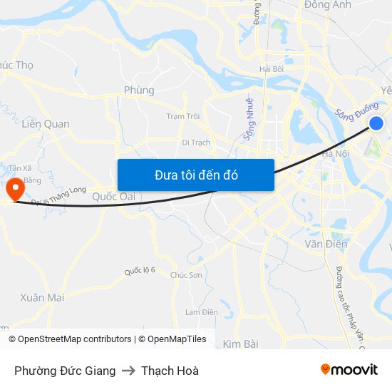 Phường Đức Giang to Thạch Hoà map