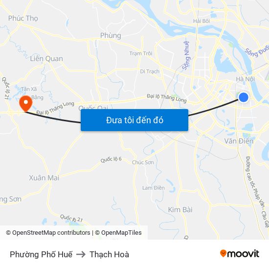 Phường Phố Huế to Thạch Hoà map