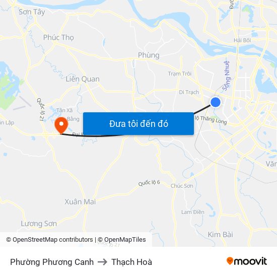 Phường Phương Canh to Thạch Hoà map