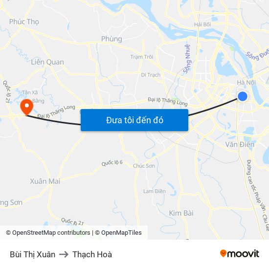 Bùi Thị Xuân to Thạch Hoà map