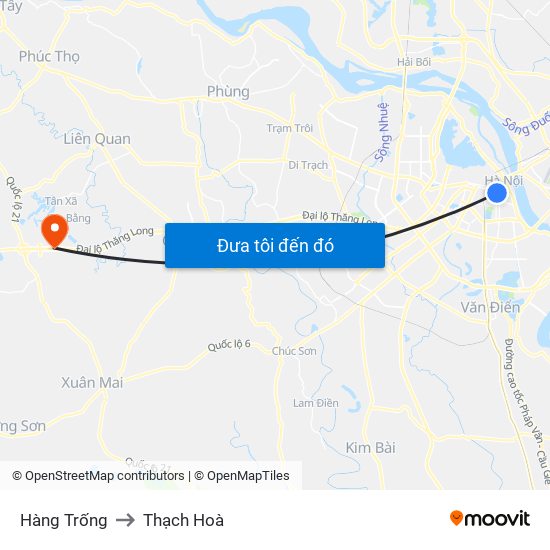 Hàng Trống to Thạch Hoà map