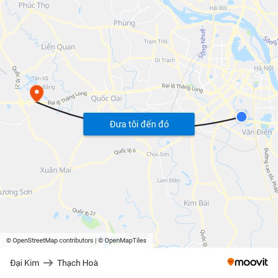 Đại Kim to Thạch Hoà map