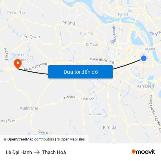 Lê Đại Hành to Thạch Hoà map