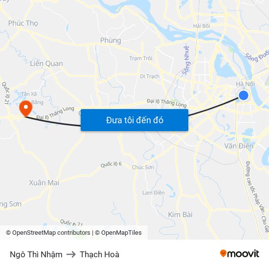 Ngô Thì Nhậm to Thạch Hoà map