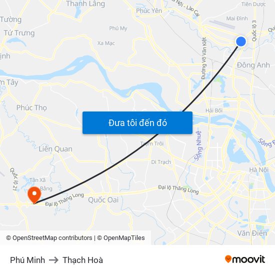 Phú Minh to Thạch Hoà map