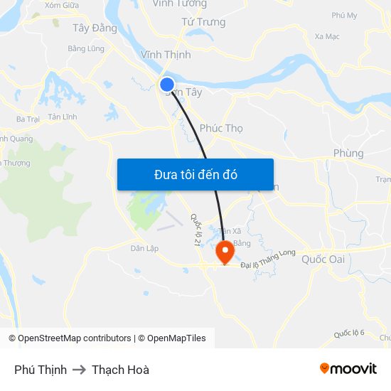 Phú Thịnh to Thạch Hoà map