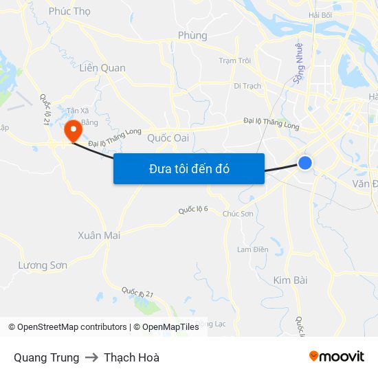 Quang Trung to Thạch Hoà map