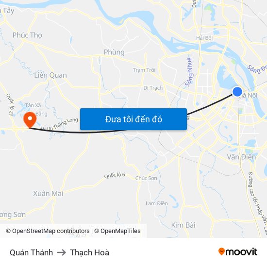 Quán Thánh to Thạch Hoà map