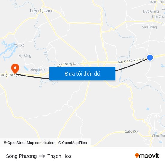 Song Phương to Thạch Hoà map