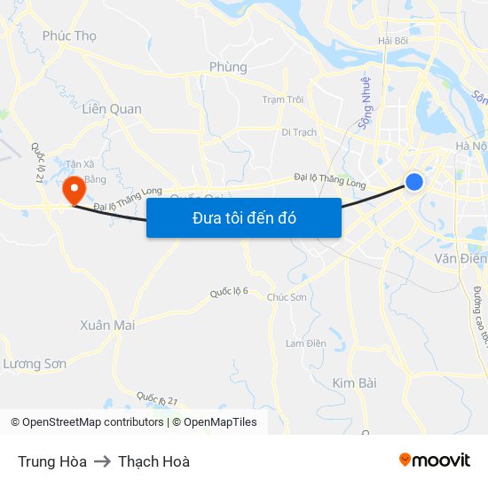 Trung Hòa to Thạch Hoà map