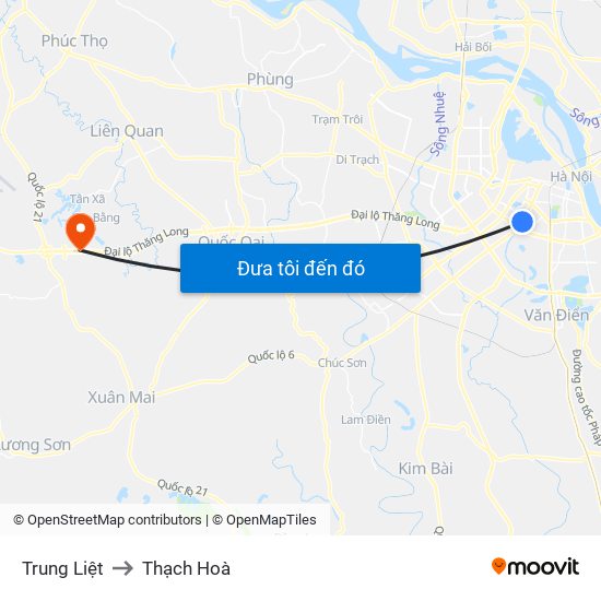 Trung Liệt to Thạch Hoà map