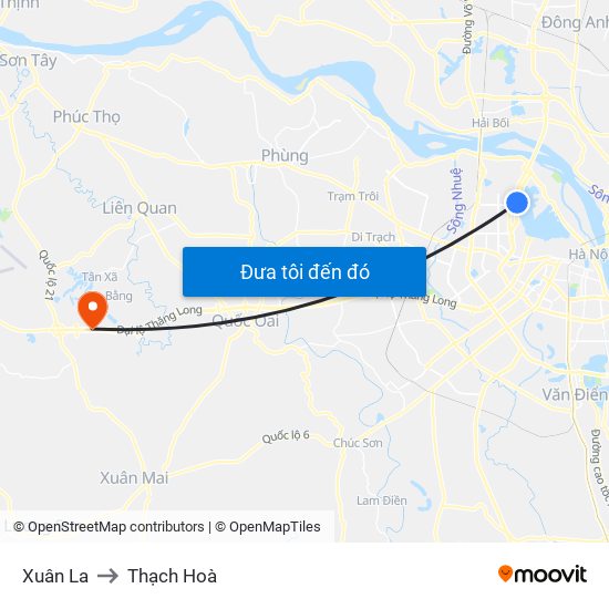 Xuân La to Thạch Hoà map