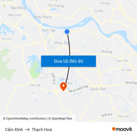 Cẩm Đình to Thạch Hoà map