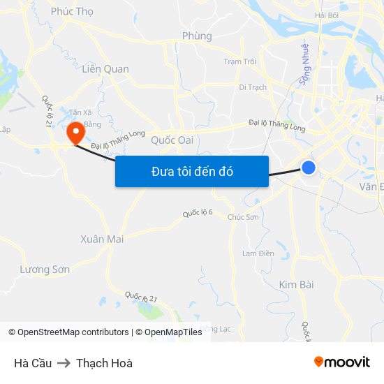 Hà Cầu to Thạch Hoà map