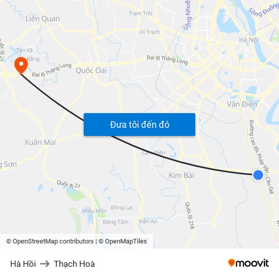 Hà Hồi to Thạch Hoà map