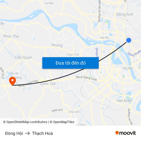 Đông Hội to Thạch Hoà map