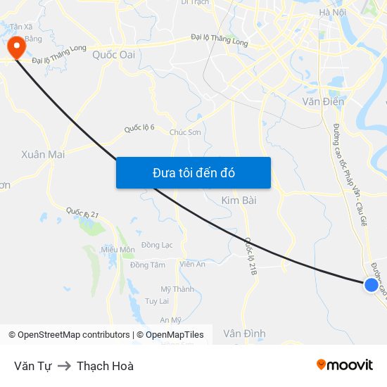 Văn Tự to Thạch Hoà map