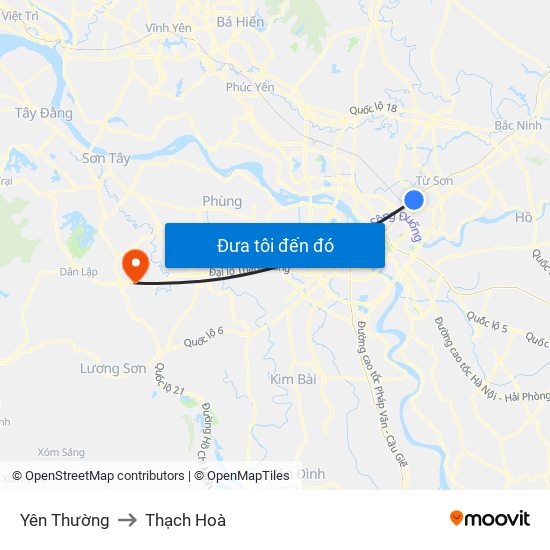 Yên Thường to Thạch Hoà map