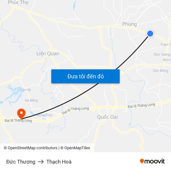 Đức Thượng to Thạch Hoà map