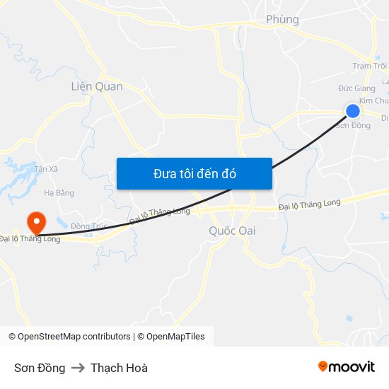 Sơn Đồng to Thạch Hoà map