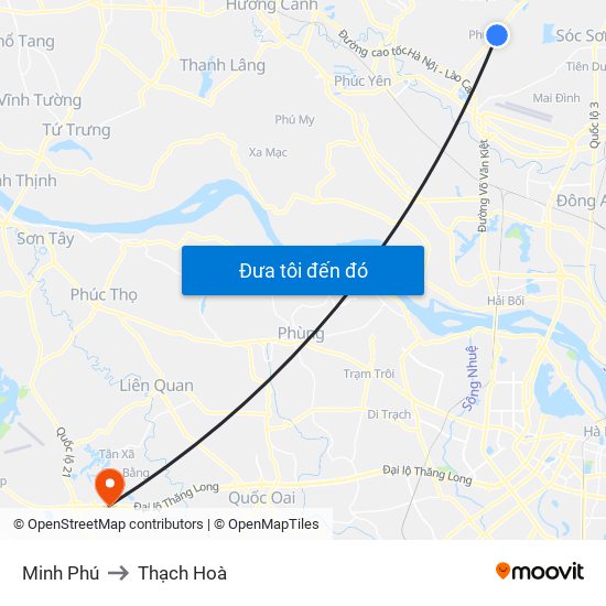 Minh Phú to Thạch Hoà map