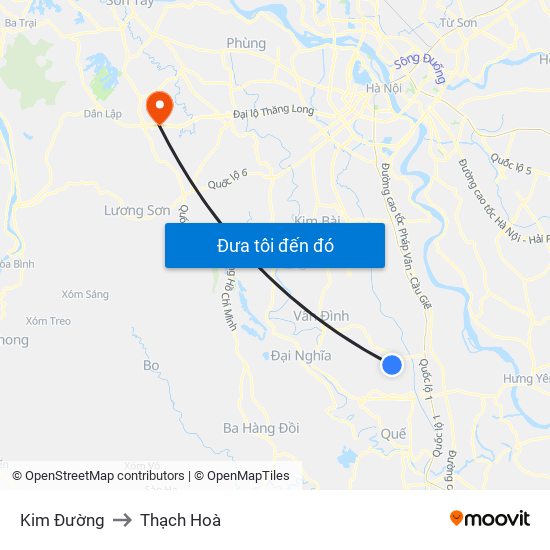 Kim Đường to Thạch Hoà map