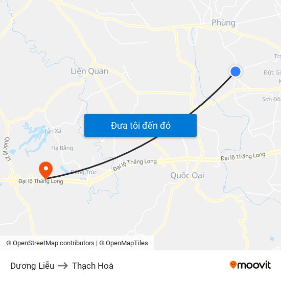 Dương Liễu to Thạch Hoà map