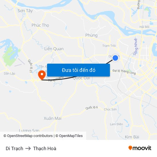 Di Trạch to Thạch Hoà map