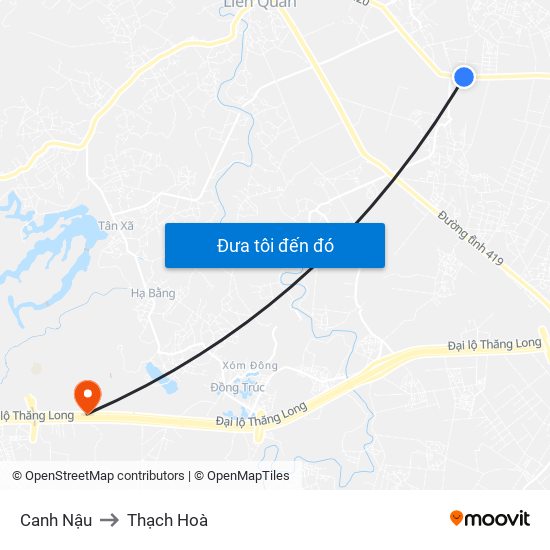 Canh Nậu to Thạch Hoà map