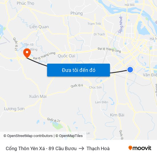 Cổng Thôn Yên Xá - 89 Cầu Bươu to Thạch Hoà map