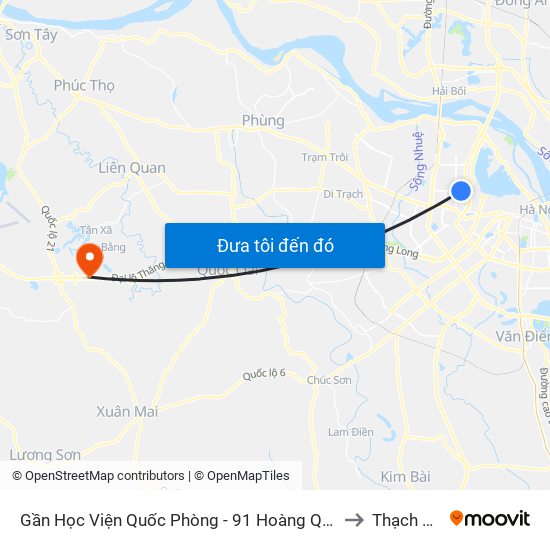 Gần Học Viện Quốc Phòng - 91 Hoàng Quốc Việt to Thạch Hoà map