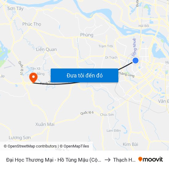 Đại Học Thương Mại - Hồ Tùng Mậu (Cột Sau) to Thạch Hoà map