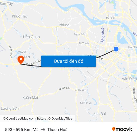 593 - 595 Kim Mã to Thạch Hoà map