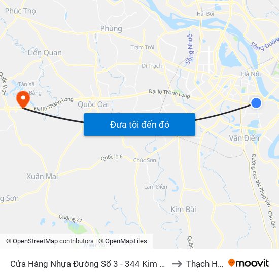 Cửa Hàng Nhựa Đường Số 3 - 344 Kim Ngưu to Thạch Hoà map