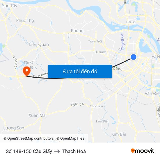 Số 148-150 Cầu Giấy to Thạch Hoà map