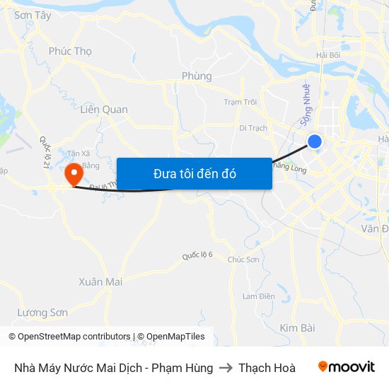 Nhà Máy Nước Mai Dịch - Phạm Hùng to Thạch Hoà map