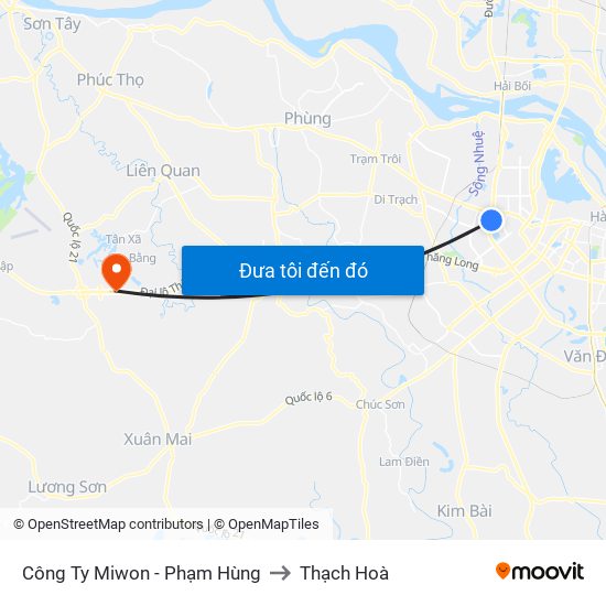 Công Ty Miwon - Phạm Hùng to Thạch Hoà map