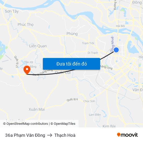 36a Phạm Văn Đồng to Thạch Hoà map