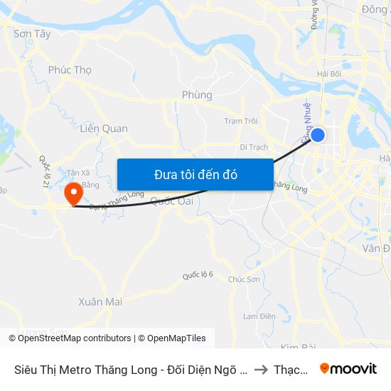 Siêu Thị Metro Thăng Long - Đối Diện Ngõ 599 Phạm Văn Đồng to Thạch Hoà map