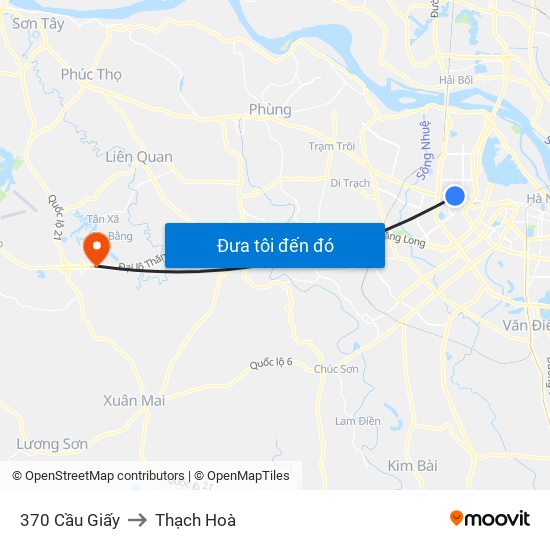 370 Cầu Giấy to Thạch Hoà map