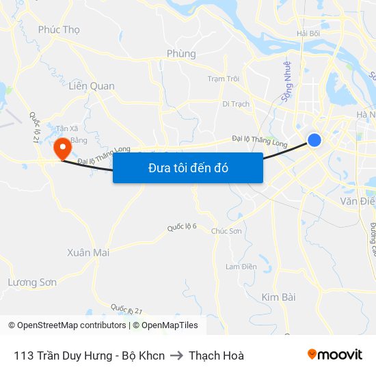 113 Trần Duy Hưng - Bộ Khcn to Thạch Hoà map