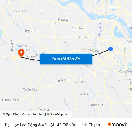 Đại Học Lao Động & Xã Hội - 43 Trần Duy Hưng to Thạch Hoà map