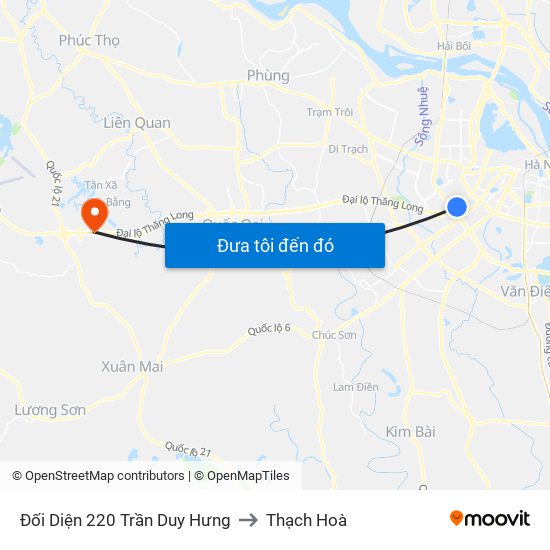 Đối Diện 220 Trần Duy Hưng to Thạch Hoà map