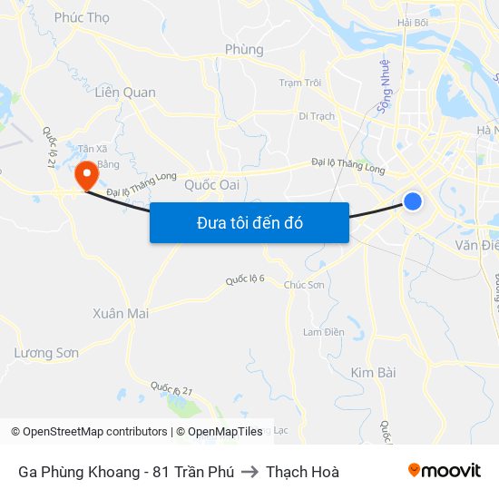 Ga Phùng Khoang - 81 Trần Phú to Thạch Hoà map