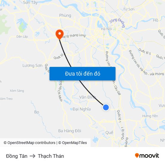 Đồng Tân to Thạch Thán map