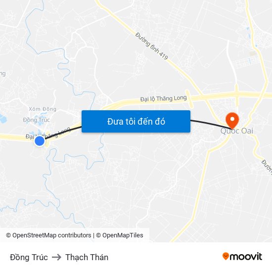 Đồng Trúc to Thạch Thán map