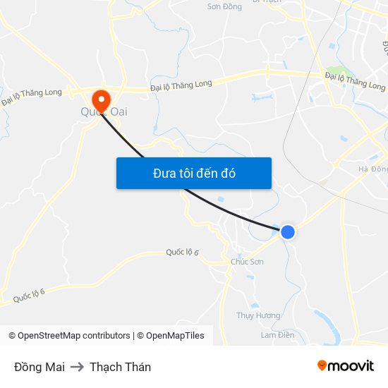 Đồng Mai to Thạch Thán map